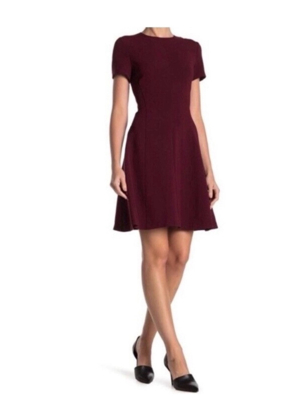 Theory Modern Seamed Dress Deep Mulberry/Burgundy - Size 8